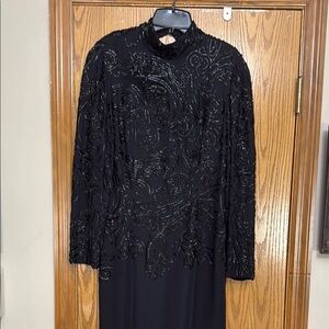 Carolina Herrera Black Long Sleeve Mandarin Collar Gown